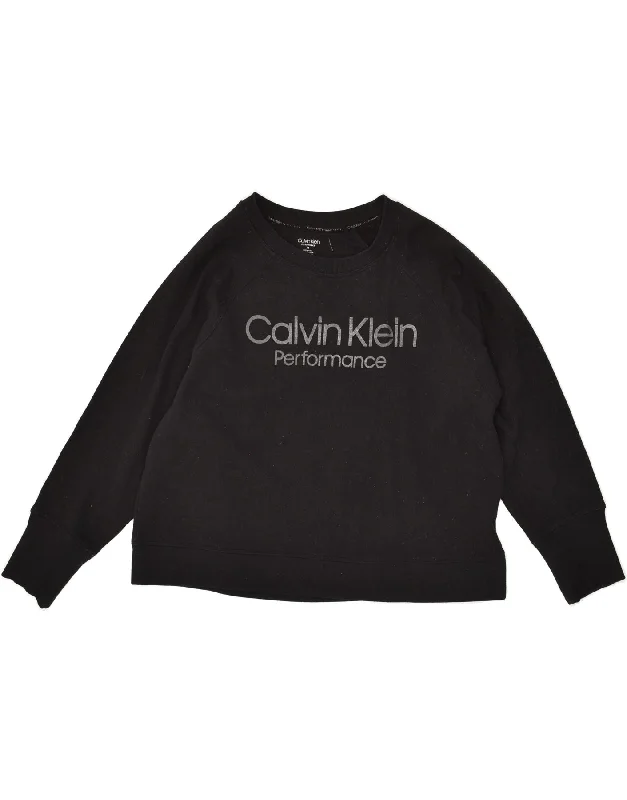 CALVIN KLEIN Womens Graphic Sweatshirt Jumper UK 14 Medium Black Cotton Oversized Hoodie Comfort Casual CALVIN KLEIN Womens Graphic Sweatshirt Jumper UK 14 Medium Black Cotton Oversized Hoodie Comfort Casual