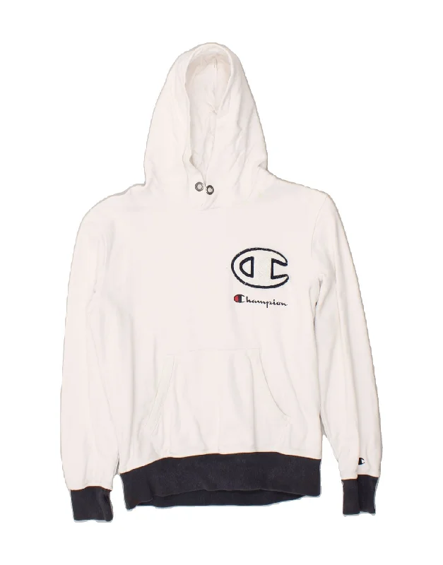 CHAMPION Womens Graphic Hoodie Jumper UK 10 Small White Cotton Hoodie with V-Neck Classic Versatile CHAMPION Womens Graphic Hoodie Jumper UK 10 Small White Cotton Hoodie with V-Neck Classic Versatile