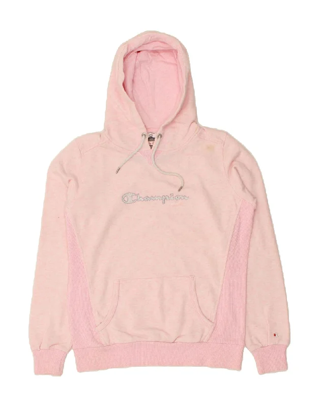 CHAMPION Womens Graphic Hoodie Jumper UK 16 Large Pink Colourblock Cotton Hoodie with Belted Waist Structured Tailored CHAMPION Womens Graphic Hoodie Jumper UK 16 Large Pink Colourblock Cotton Hoodie with Belted Waist Structured Tailored