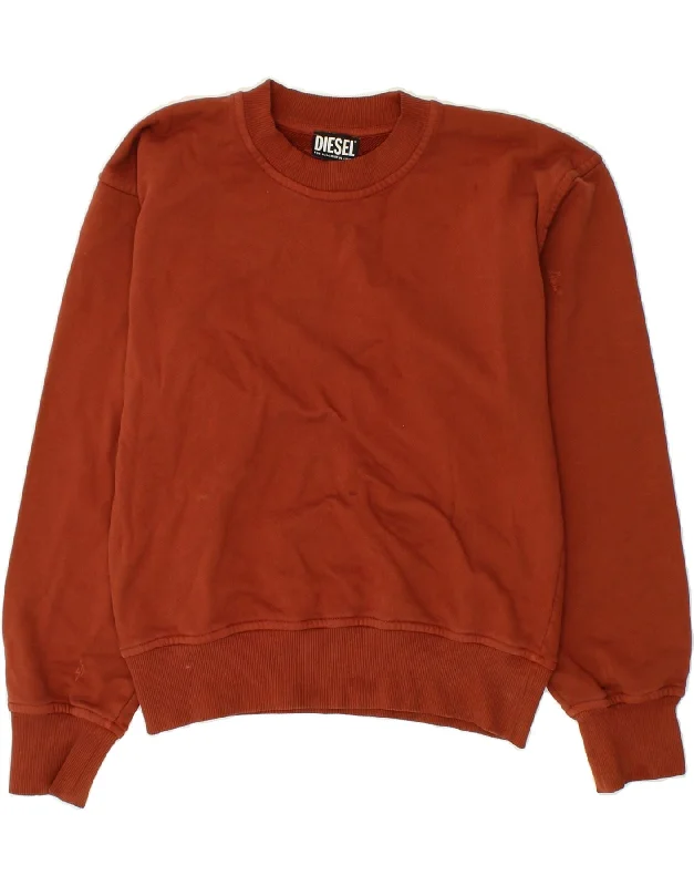 DIESEL Womens Sweatshirt Jumper UK 6 XS Brown Cotton Hoodie with Ribbed Hem Stretchable Secure DIESEL Womens Sweatshirt Jumper UK 6 XS Brown Cotton Hoodie with Ribbed Hem Stretchable Secure