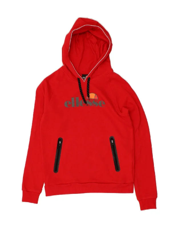 ELLESSE Womens Graphic Hoodie Jumper UK 10 Small Red Cotton Hoodie Sweatshirt Pullover ELLESSE Womens Graphic Hoodie Jumper UK 10 Small Red Cotton Hoodie Sweatshirt Pullover