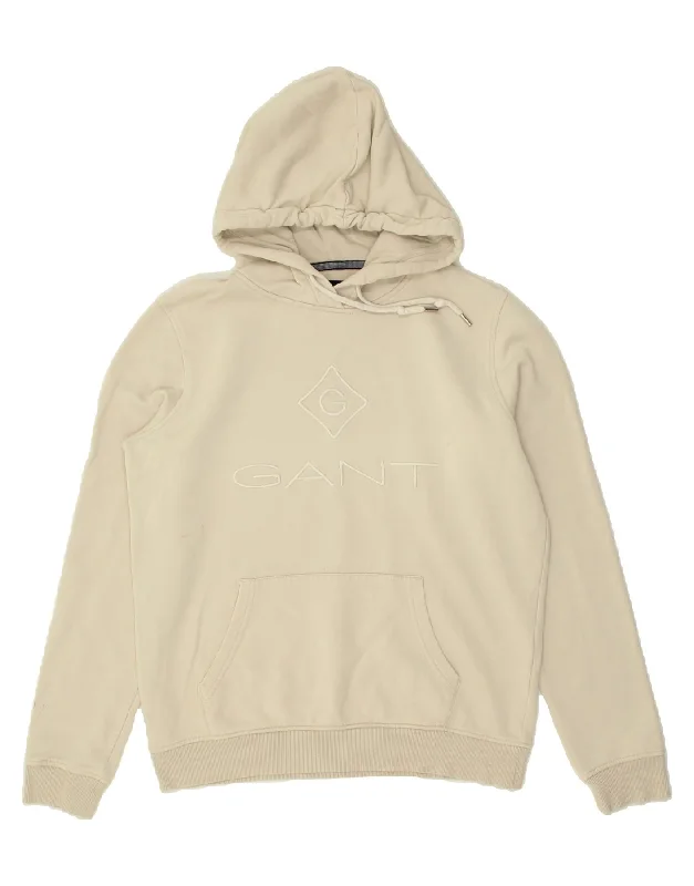 GANT Womens Graphic Hoodie Jumper UK 14 Medium Beige Hoodie with Hem Drawcord Adjustable Customizable GANT Womens Graphic Hoodie Jumper UK 14 Medium Beige Hoodie with Hem Drawcord Adjustable Customizable