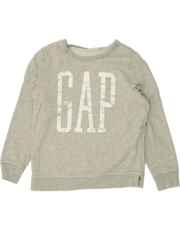 GAP Womens Graphic Sweatshirt Jumper UK 10 Small Grey Cotton Hoodie with Hem Detail Decorative Unique GAP Womens Graphic Sweatshirt Jumper UK 10 Small Grey Cotton Hoodie with Hem Detail Decorative Unique