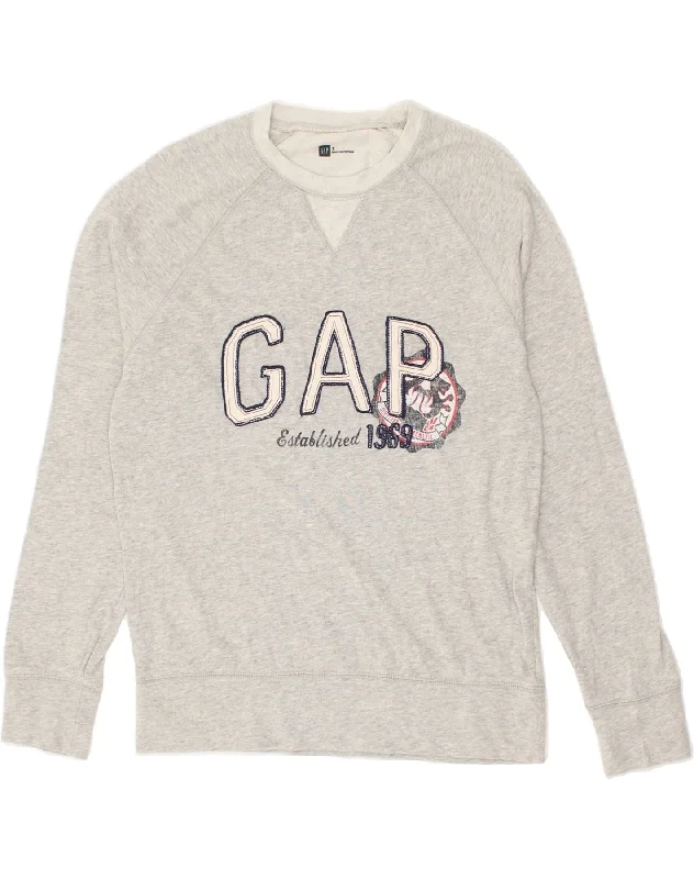 GAP Womens Graphic Sweatshirt Jumper UK 10 Small Grey Hoodie with Elastic Cuffs Stretchable Comfortable GAP Womens Graphic Sweatshirt Jumper UK 10 Small Grey Hoodie with Elastic Cuffs Stretchable Comfortable