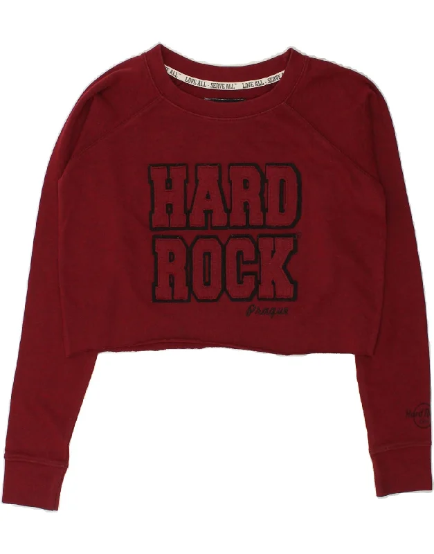 HARD ROCK CAFE Womens Prague Graphic Sweatshirt Jumper UK 10 Small Red Hoodie with Pocket Utility Practical HARD ROCK CAFE Womens Prague Graphic Sweatshirt Jumper UK 10 Small Red Hoodie with Pocket Utility Practical