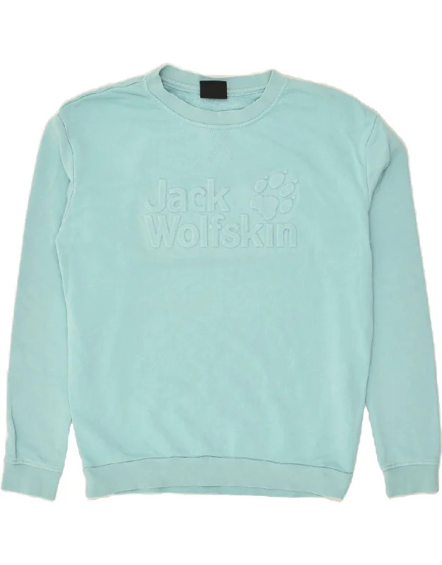 JACK WOLFSKIN Womens Oversized Sweatshirt Jumper UK 8/10 Small Turquoise Hoodie with Mock Neck Collared Structured JACK WOLFSKIN Womens Oversized Sweatshirt Jumper UK 8/10 Small Turquoise Hoodie with Mock Neck Collared Structured