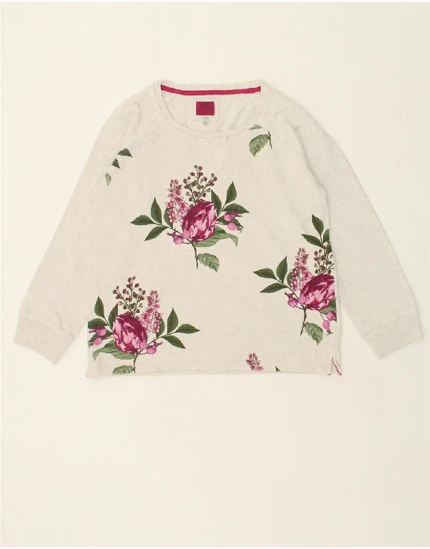 JOULES Womens Graphic Sweatshirt Jumper UK 12 Medium Beige Floral Cotton Hoodie with Raglan Sleeves Sporty Comfortable JOULES Womens Graphic Sweatshirt Jumper UK 12 Medium Beige Floral Cotton Hoodie with Raglan Sleeves Sporty Comfortable
