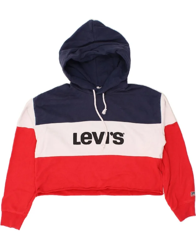 LEVI'S Womens Graphic Crop Hoodie Jumper UK 10 Small Multicoloured Hoodie with Crew Neck Simple Timeless LEVI'S Womens Graphic Crop Hoodie Jumper UK 10 Small Multicoloured Hoodie with Crew Neck Simple Timeless
