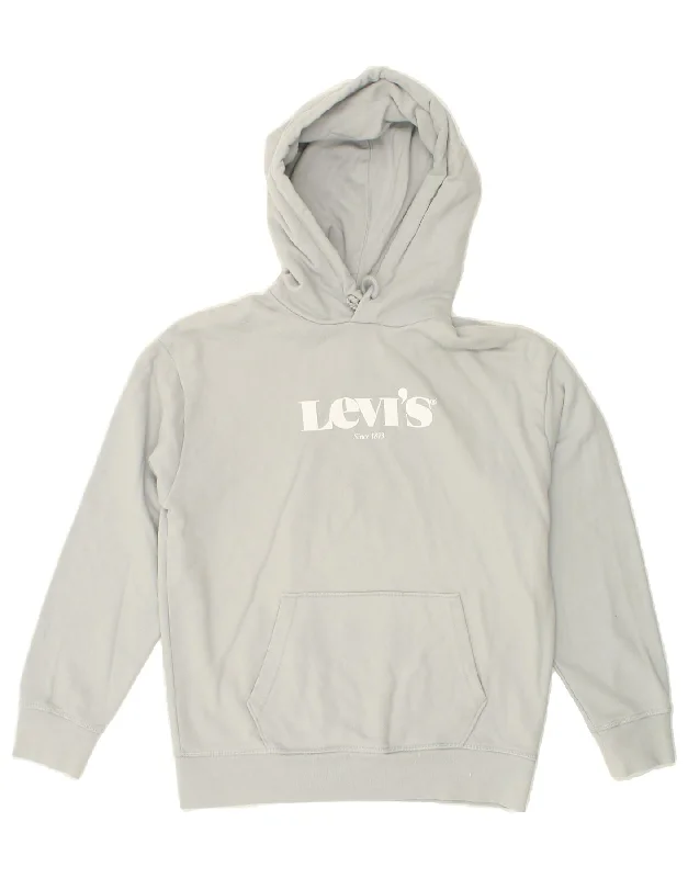 LEVI'S Womens Loose Fit Graphic Hoodie Jumper UK 10 Small Grey Cotton Hoodie with Color Block Contrast Stylish LEVI'S Womens Loose Fit Graphic Hoodie Jumper UK 10 Small Grey Cotton Hoodie with Color Block Contrast Stylish