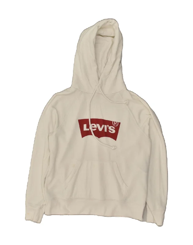LEVI'S Womens Oversized Graphic Hoodie Jumper UK 10 Small White Cotton Hoodie with Rhinestones Sparkly Elegant LEVI'S Womens Oversized Graphic Hoodie Jumper UK 10 Small White Cotton Hoodie with Rhinestones Sparkly Elegant