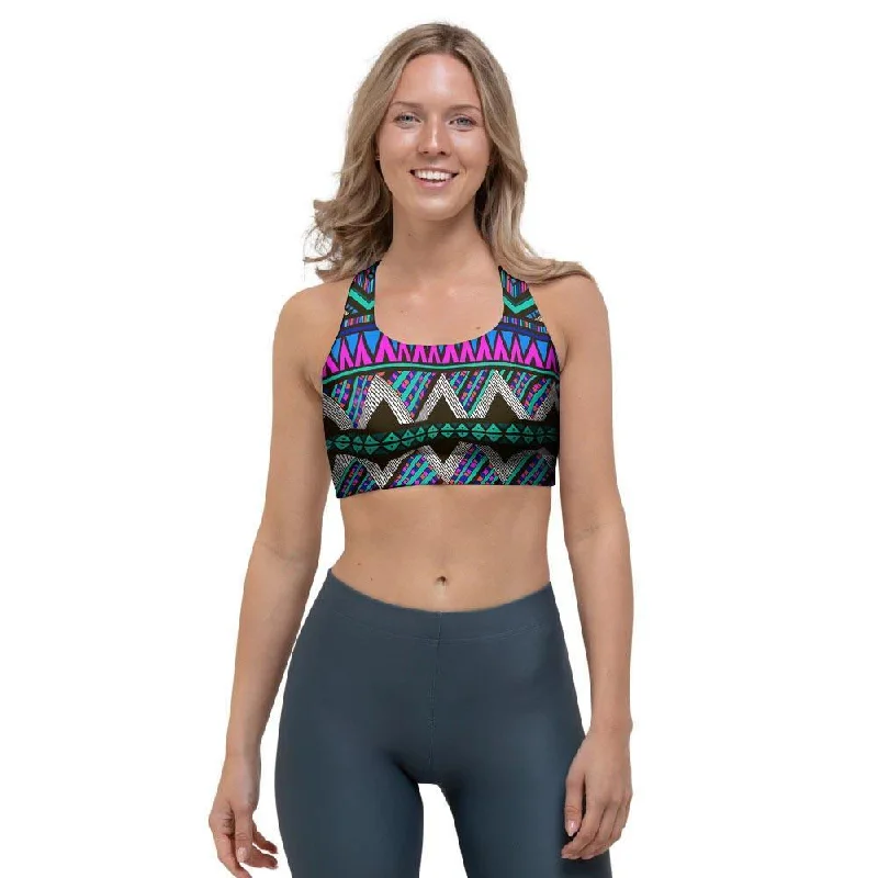 Neon Color Indian Aztec Trippy Sports Bra Sexy Underwire Bra