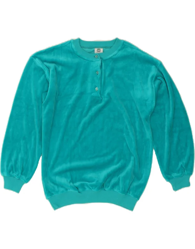 NEW FAST Womens Velour Sweatshirt Jumper EU 36/38 Small Turquoise Cotton Hoodie with Sequins Glamorous Eye-catching NEW FAST Womens Velour Sweatshirt Jumper EU 36/38 Small Turquoise Cotton Hoodie with Sequins Glamorous Eye-catching