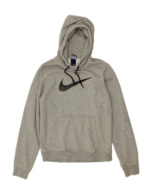 NIKE Womens Graphic Hoodie Jumper UK 10 Small Grey Cotton Hoodie with Hidden Zipper Minimalist Clean NIKE Womens Graphic Hoodie Jumper UK 10 Small Grey Cotton Hoodie with Hidden Zipper Minimalist Clean