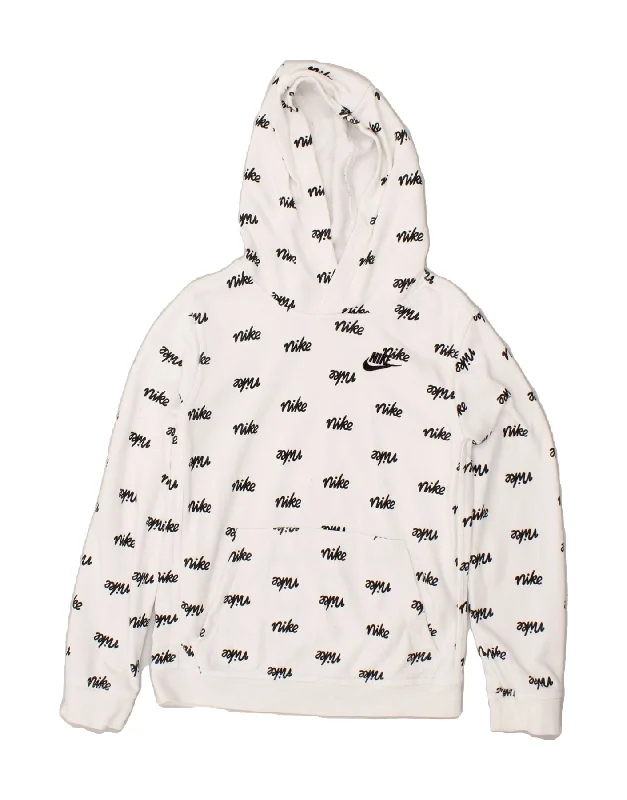 NIKE Womens Graphic Hoodie Jumper UK 12 Medium White Cotton Hoodie with Cuffed Sleeves Snug Secure NIKE Womens Graphic Hoodie Jumper UK 12 Medium White Cotton Hoodie with Cuffed Sleeves Snug Secure