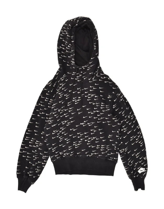 NIKE Womens Graphic Hoodie Jumper UK 6 XS Black Cotton Hoodie with Lace Feminine Delicate NIKE Womens Graphic Hoodie Jumper UK 6 XS Black Cotton Hoodie with Lace Feminine Delicate