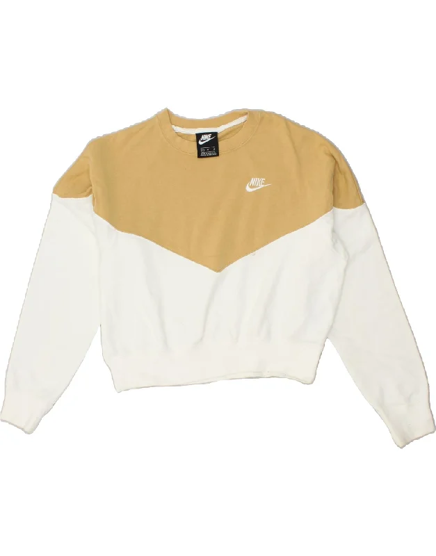NIKE Womens Oversized Crop Sweatshirt Jumper UK 14 Medium White Hoodie with Relaxed Fit Easy Casual NIKE Womens Oversized Crop Sweatshirt Jumper UK 14 Medium White Hoodie with Relaxed Fit Easy Casual
