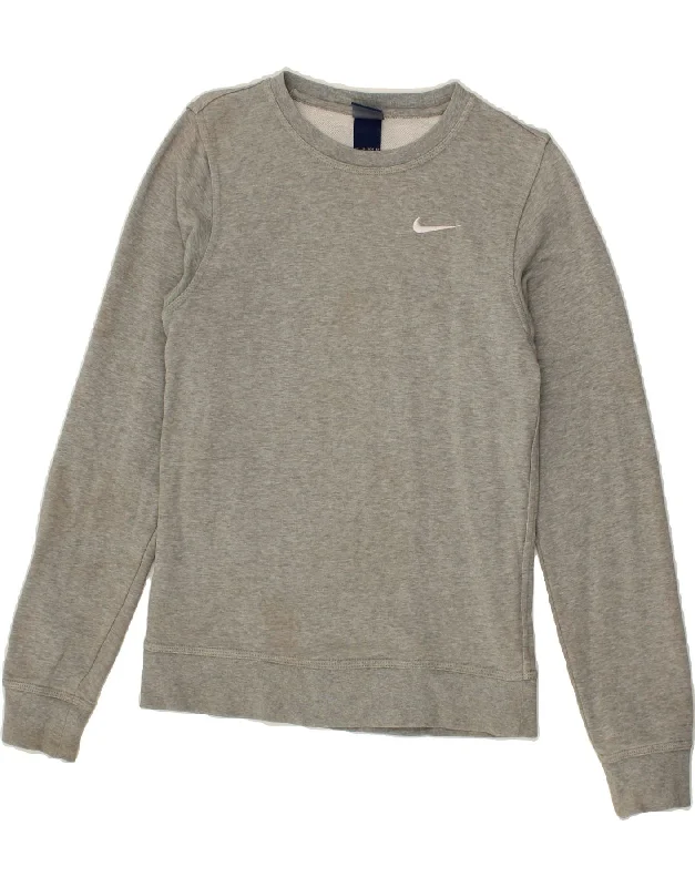 NIKE Womens Sweatshirt Jumper UK 6 XS Grey Cotton Hoodie with Half-Zip Sporty Casual NIKE Womens Sweatshirt Jumper UK 6 XS Grey Cotton Hoodie with Half-Zip Sporty Casual