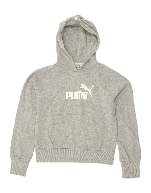 PUMA Womens Crop Graphic Hoodie Jumper UK 10 Small Grey Cotton Hoodie with Relaxed Fit Easy Casual PUMA Womens Crop Graphic Hoodie Jumper UK 10 Small Grey Cotton Hoodie with Relaxed Fit Easy Casual