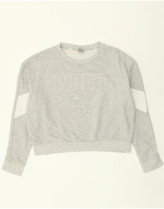 PUMA Womens Oversized Graphic Hoodie Jumper UK 6 XS Grey Hoodie with Drawcord Adjustable Secure PUMA Womens Oversized Graphic Hoodie Jumper UK 6 XS Grey Hoodie with Drawcord Adjustable Secure