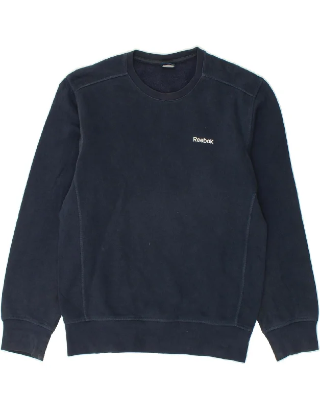 REEBOK Womens Sweatshirt Jumper UK 6 XS Navy Blue Cotton Graphic Hoodie Design Print REEBOK Womens Sweatshirt Jumper UK 6 XS Navy Blue Cotton Graphic Hoodie Design Print