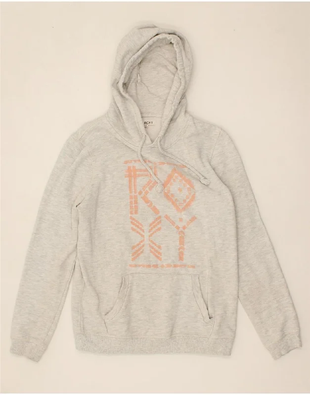 ROXY Womens Graphic Hoodie Jumper UK 14 Medium Grey Cotton Hoodie with Toggle Buttons Decorative Unique ROXY Womens Graphic Hoodie Jumper UK 14 Medium Grey Cotton Hoodie with Toggle Buttons Decorative Unique