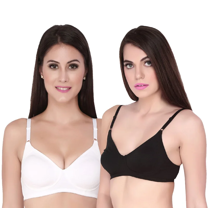 Semi Coverage Encircle Non Padded Non Wired Cotton Bra (PACK OF 2) CB-305 Classic Wire-Free Bra Semi Coverage Encircle Non Padded Non Wired Cotton Bra (PACK OF 2) CB-305 Classic Wire-Free Bra