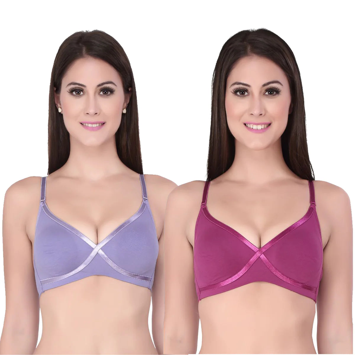 Semi Coverage Non Padded Non wired Cross Over Seamless Bra (PACK OF 2) CB-402 Breathable Full Coverage Semi Coverage Non Padded Non wired Cross Over Seamless Bra (PACK OF 2) CB-402 Breathable Full Coverage