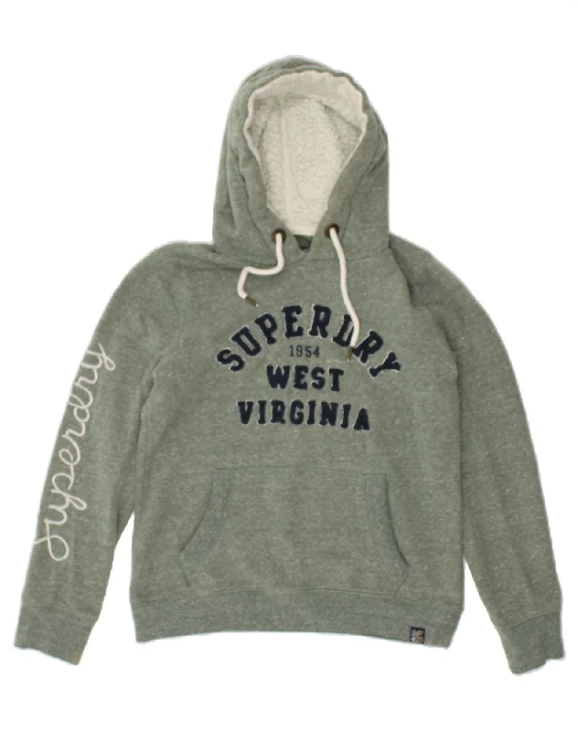 SUPERDRY Womens Graphic Hoodie Jumper UK 12 Medium Green Flecked Hoodie Dress Longline Feminine SUPERDRY Womens Graphic Hoodie Jumper UK 12 Medium Green Flecked Hoodie Dress Longline Feminine