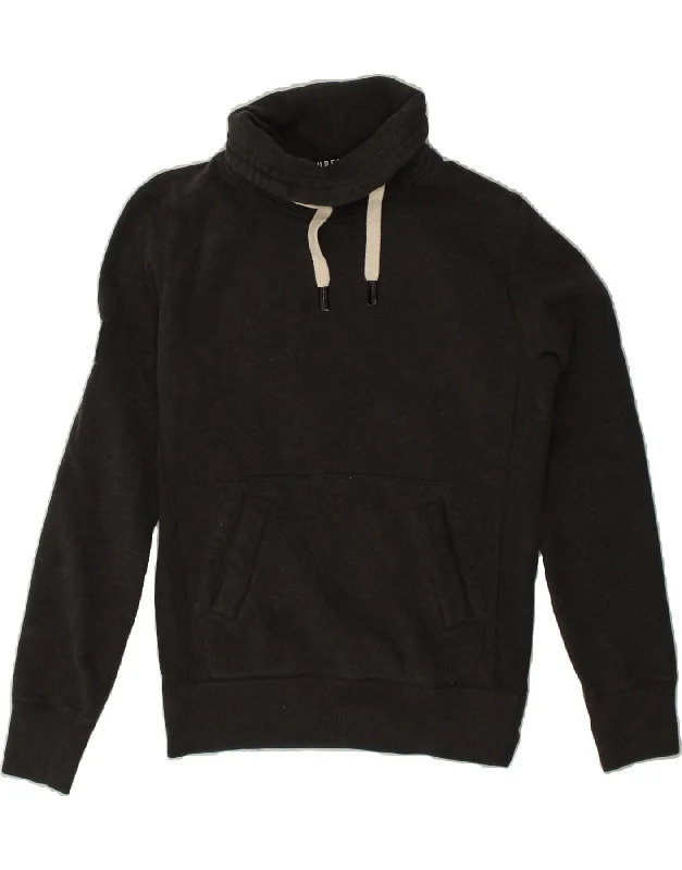 SUPERDRY Womens Roll Neck Sweatshirt Jumper UK 6 XS Grey Cotton Hoodie with Drawstring Waist Adjustable Fitted SUPERDRY Womens Roll Neck Sweatshirt Jumper UK 6 XS Grey Cotton Hoodie with Drawstring Waist Adjustable Fitted