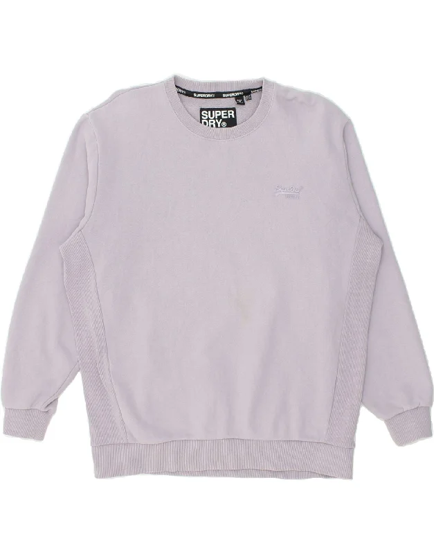 SUPERDRY Womens Sweatshirt Jumper UK 12 Medium Purple Cotton Hoodie with Set-In Sleeves Structured Classic SUPERDRY Womens Sweatshirt Jumper UK 12 Medium Purple Cotton Hoodie with Set-In Sleeves Structured Classic