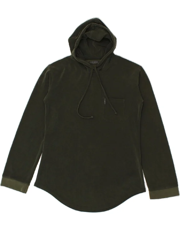 TED BAKER Womens Hoodie Jumper Size 2 Small Green Rayon Hoodie with Metallic Shiny Futuristic TED BAKER Womens Hoodie Jumper Size 2 Small Green Rayon Hoodie with Metallic Shiny Futuristic