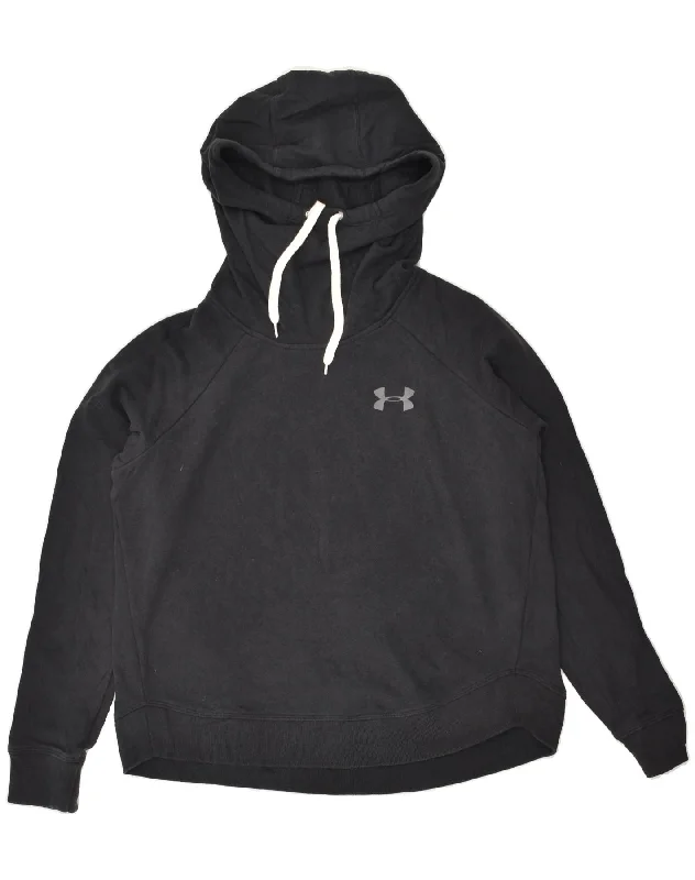 UNDER ARMOUR Womens Hoodie Jumper UK 14 Medium Black Cotton Hoodie with Ribbed Neckline Snug Warm UNDER ARMOUR Womens Hoodie Jumper UK 14 Medium Black Cotton Hoodie with Ribbed Neckline Snug Warm