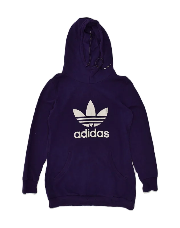 ADIDAS Womens Graphic Hoodie Jumper UK 14 Medium Purple Cotton Hoodie with Ribbed Hem Stretchable Secure