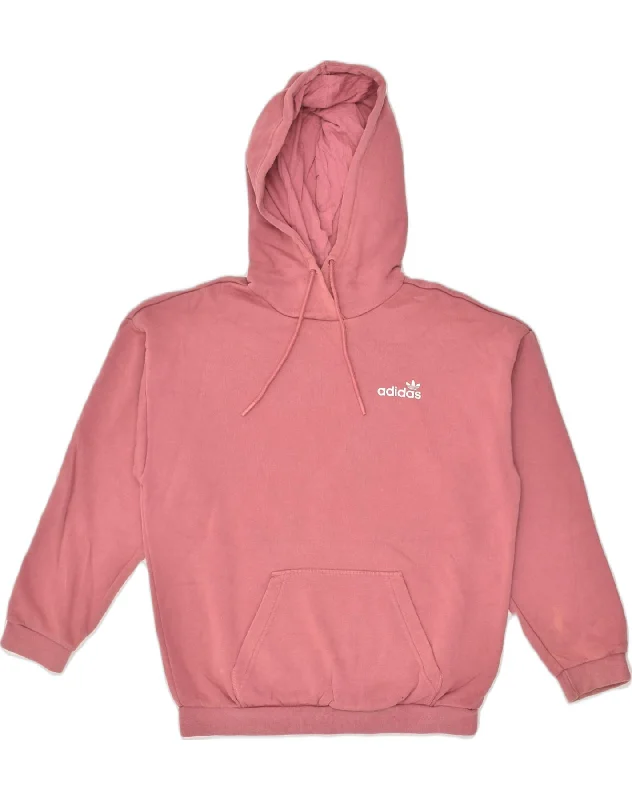 ADIDAS Womens Graphic Hoodie Jumper UK 6 XS Pink Cotton Hoodie with Thumb Holes Functional Cozy