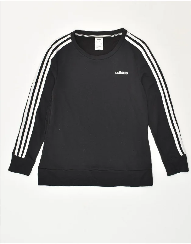 ADIDAS Womens Sweatshirt Jumper UK 8/10 Small Black Polyester Hoodie with Half-Zip Sporty Casual