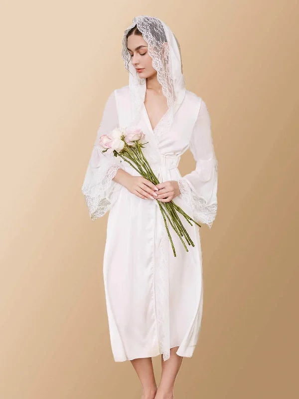 White Hooded Bridal Robe Hoodie with Color Block Contrast Stylish