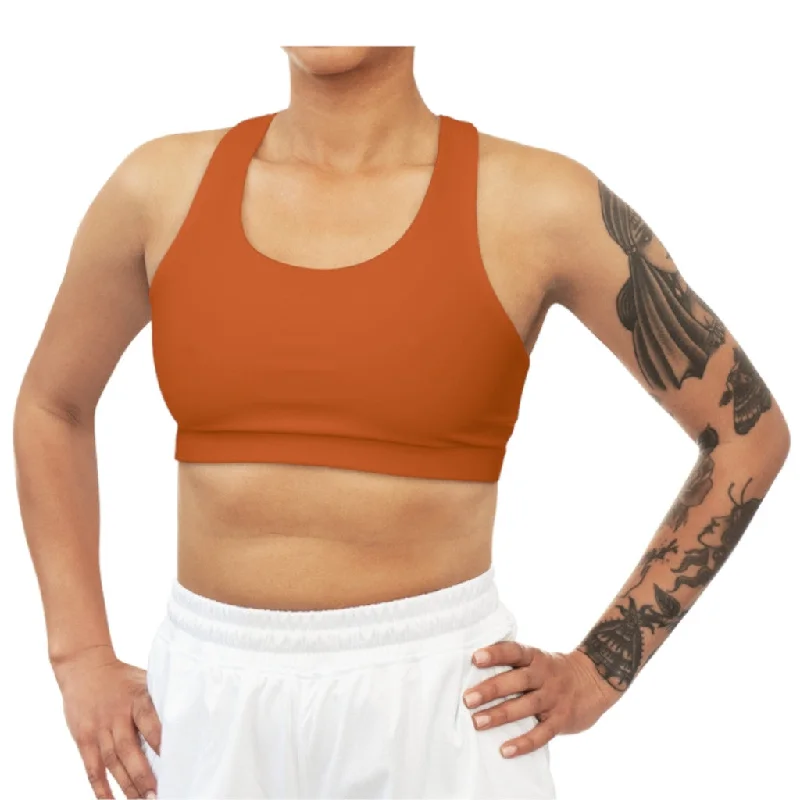 Burnt Orange Seamless Sports Bra Chic Lace Underwear