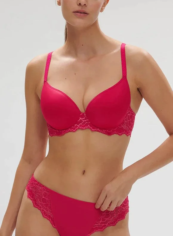 Caresse 3D Spacer Plunge Bra In Teaberry Pink - Simone Perele Seamless Sports Bra