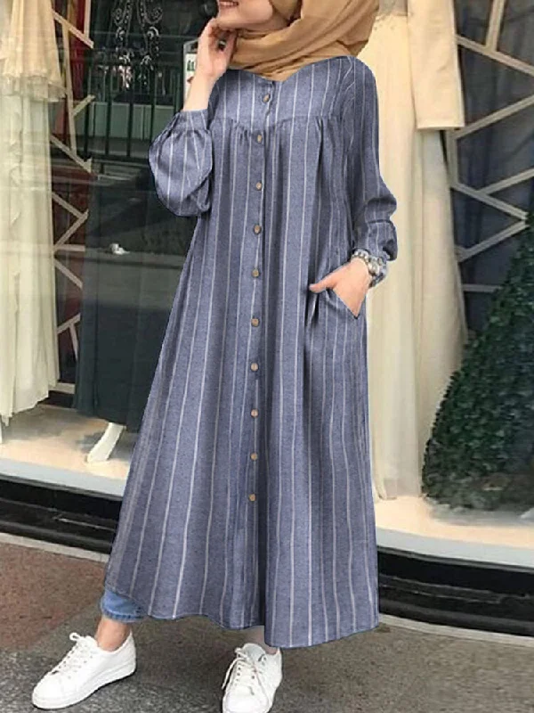 Casual Stripe Print Button Long Sleeve Pocket Shirt Women Maxi Dress Classic Tulle Maxi Dress Casual Stripe Print Button Long Sleeve Pocket Shirt Women Maxi Dress Classic Tulle Maxi Dress