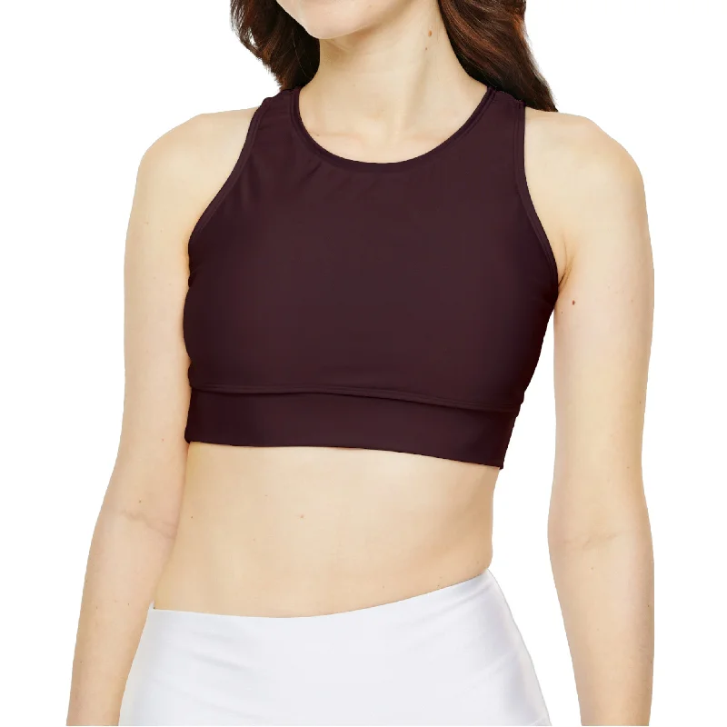 Chocolate Brown Fully Lined, Padded Sports Bra Sexy Mesh Bralette