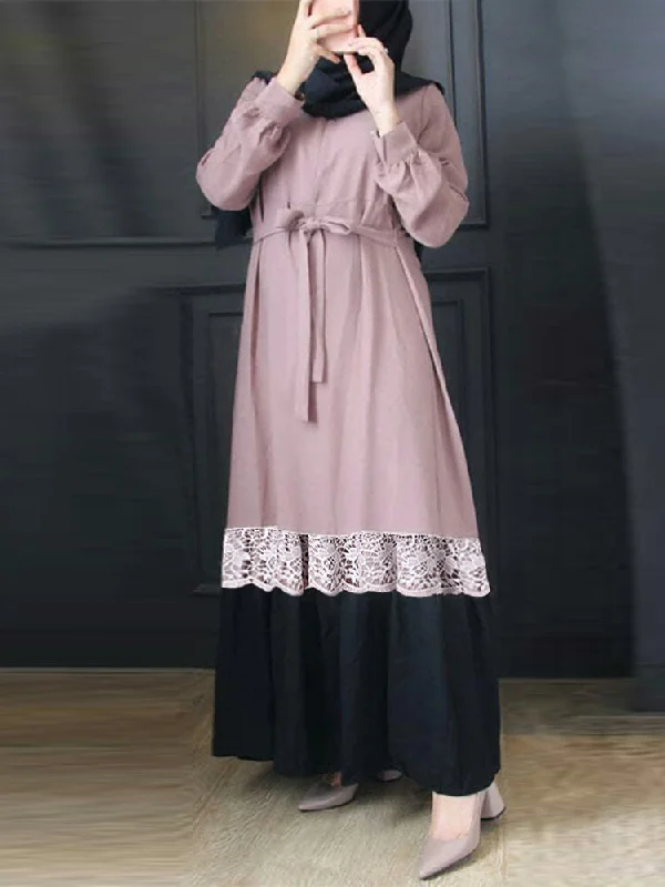 Contrast Color Patchwork Round Neck Casual Puff Sleeve Women Maxi Dress Comfortable Plunging Neckline Maxi Dress Contrast Color Patchwork Round Neck Casual Puff Sleeve Women Maxi Dress Comfortable Plunging Neckline Maxi Dress