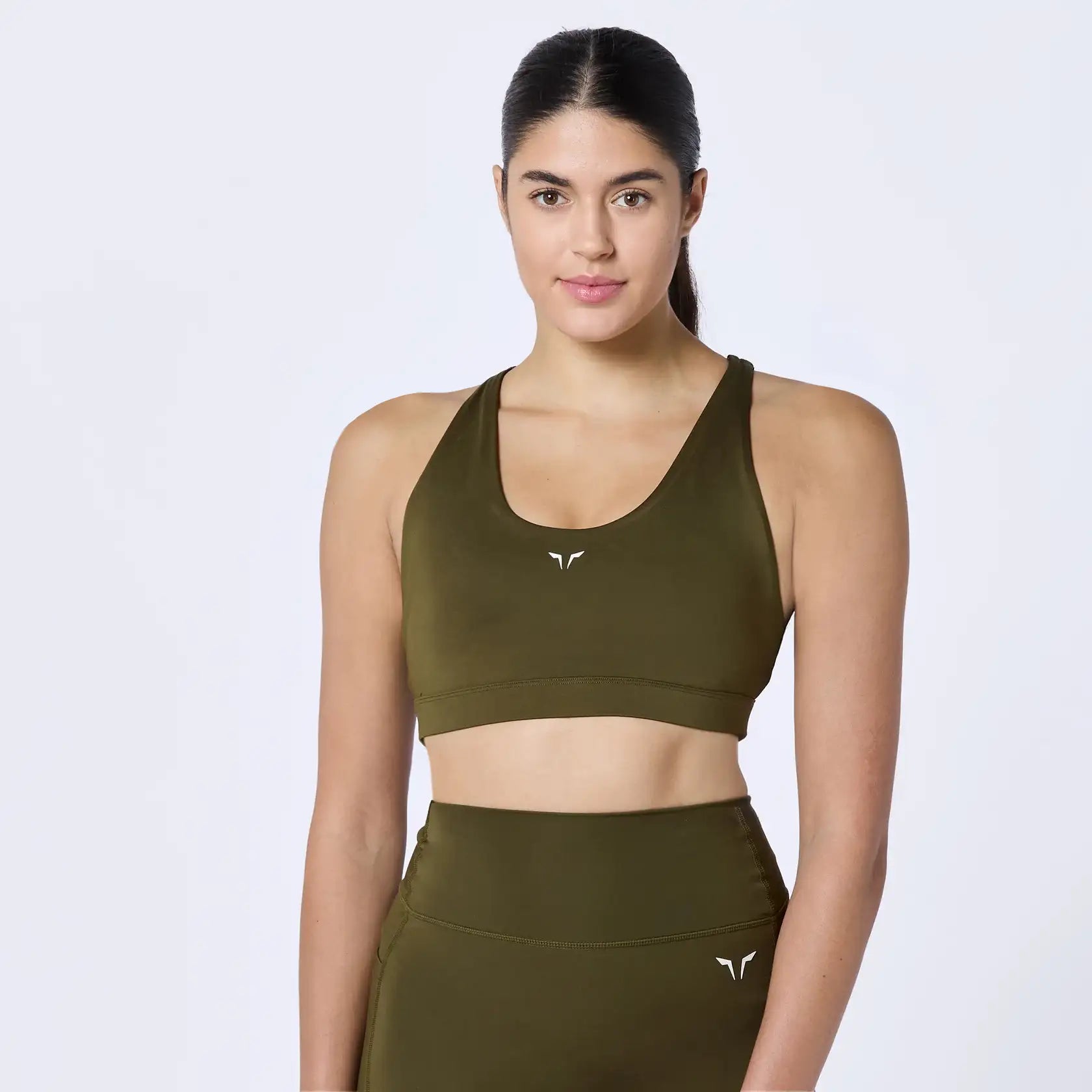 Essential Cross Back Adjustable Bra - Dark Olive Smooth Push-Up Bra