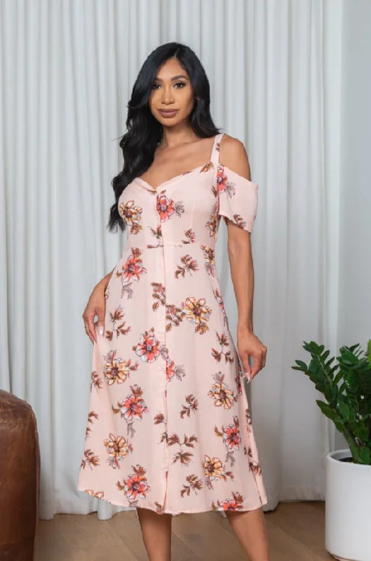 Floral Printed Open Shoulder Button Down Maxi Dress (171394) Stylish Button-Up Maxi Dress Floral Printed Open Shoulder Button Down Maxi Dress (171394) Stylish Button-Up Maxi Dress