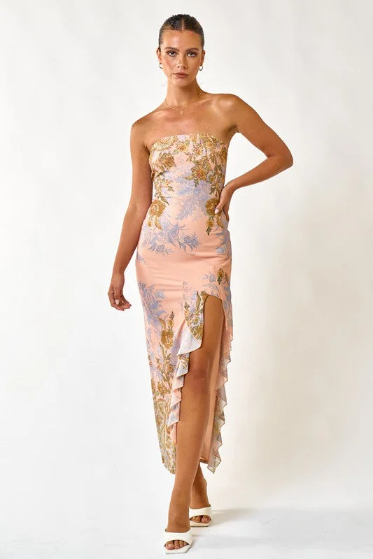Make Your Entrance Ruffle Tube Maxi Dress Fashionable Chiffon Tiered Maxi Dress