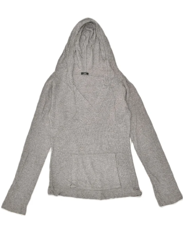 J. CREW Womens Hoodie Jumper UK 14 Large Grey Hoodie with Patch Decorative Personalized