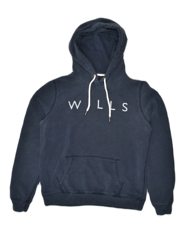 JACK WILLS Womens Classic Fit Graphic Hoodie Jumper UK 14 Large Navy Blue Graphic Hoodie Design Print