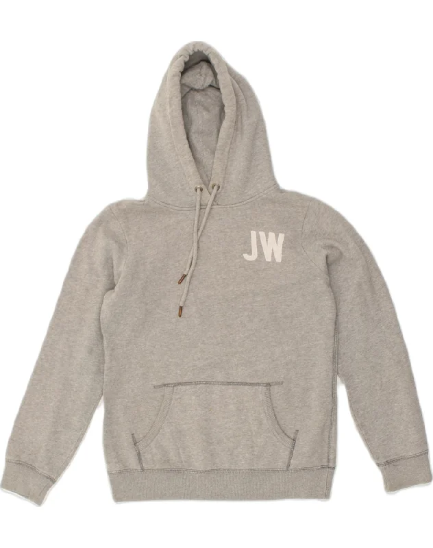 JACK WILLS Womens Graphic Hoodie Jumper UK 10 Small  Grey Cotton Zip Hoodie Drawstring Kangaroo Pocket