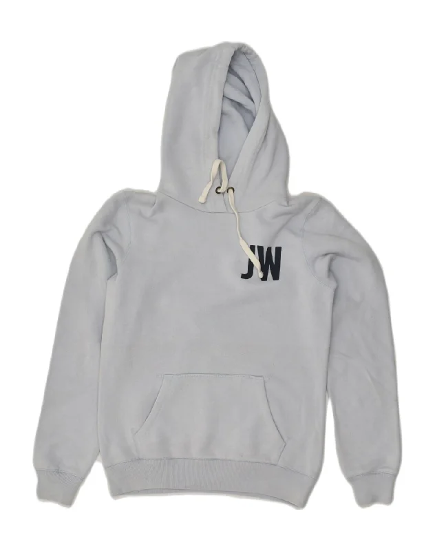 JACK WILLS Womens Graphic Hoodie Jumper UK 10 Small  Grey Cotton Hoodie with Thumb Holes Functional Cozy