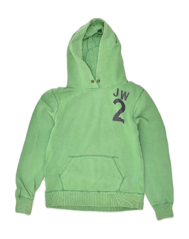 JACK WILLS Womens Graphic Hoodie Jumper UK 12 Medium Green Cotton Hoodie with Rhinestones Sparkly Elegant