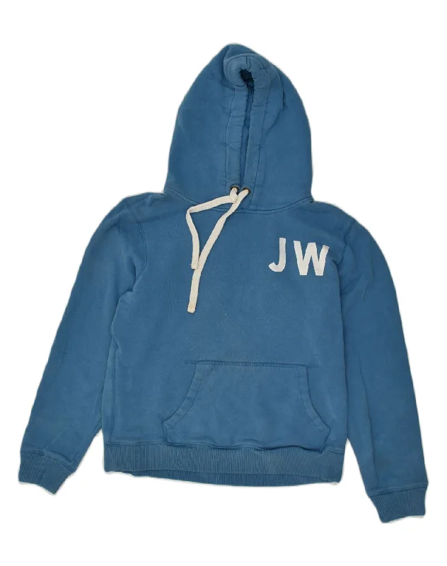 JACK WILLS Womens Graphic Hoodie Jumper UK 14 Large Blue Cotton Oversized Hoodie Comfort Casual